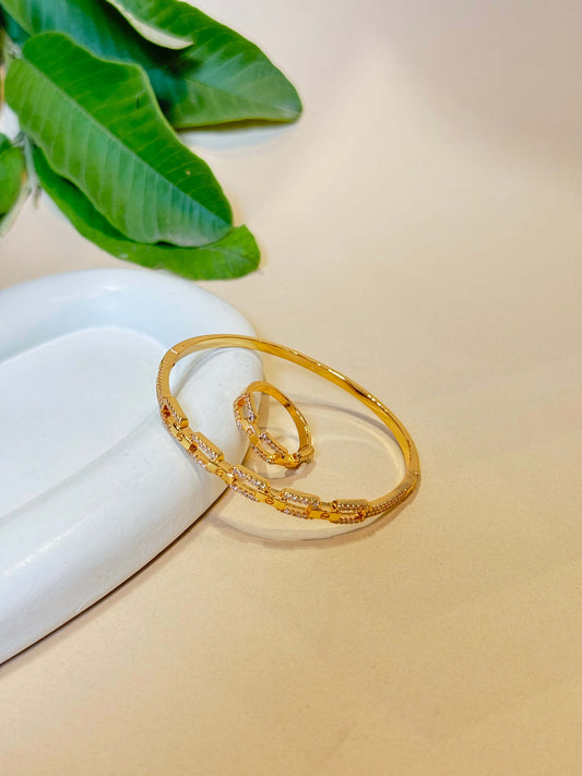 18K ANTI TARNISH GOLD PLATED BRACELET AND RING