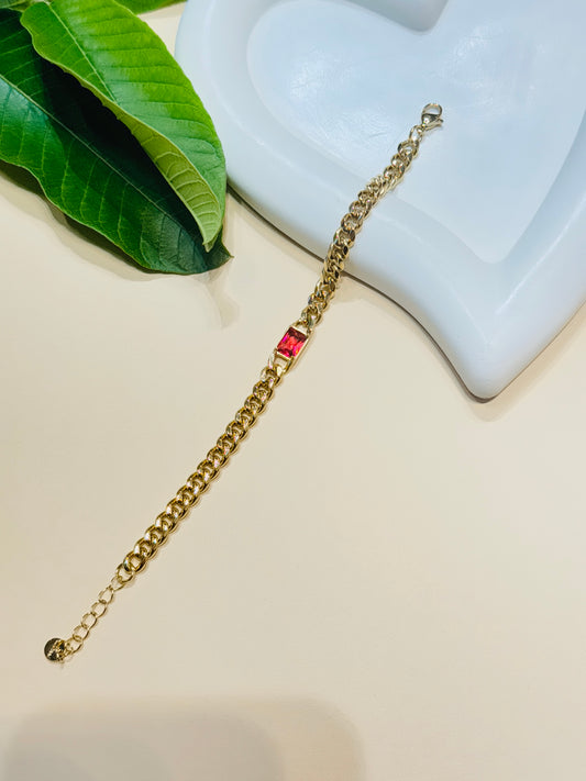 18K GOLD PLATED ANTI TARNISH RUBY BRACELET