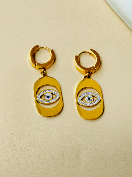 EVIL EYE 18K GOLD PLATED EARRINGS