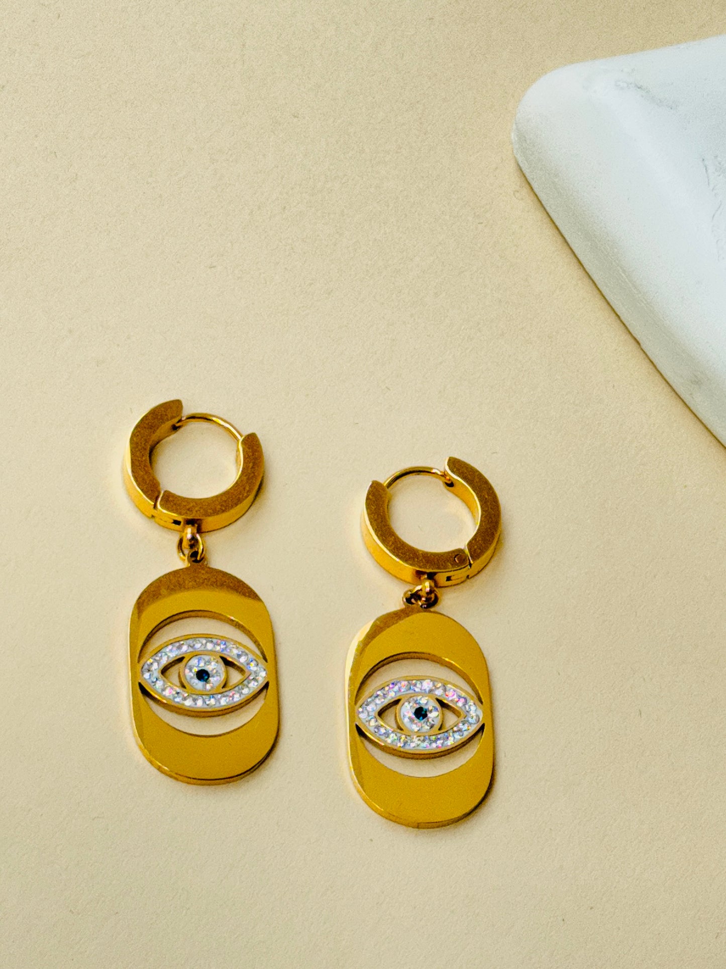 EVIL EYE 18K GOLD PLATED EARRINGS