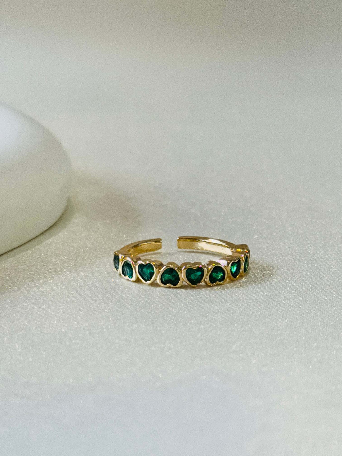 EMERALD 18K GOLD PLATED ANTI TARNISH ADJUSTABLE RING