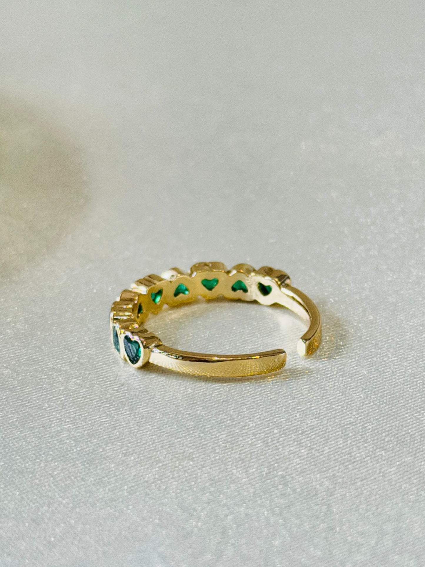 EMERALD 18K GOLD PLATED ANTI TARNISH ADJUSTABLE RING