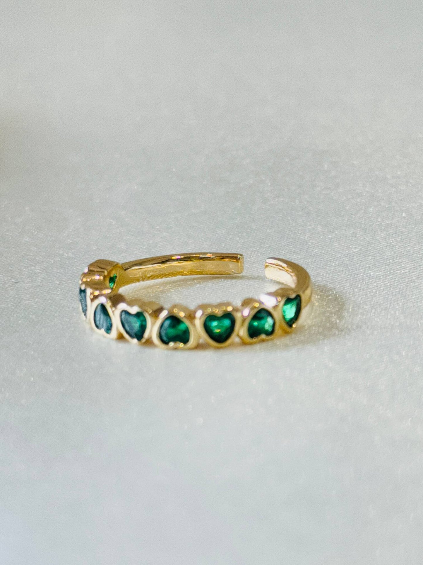 EMERALD 18K GOLD PLATED ANTI TARNISH ADJUSTABLE RING