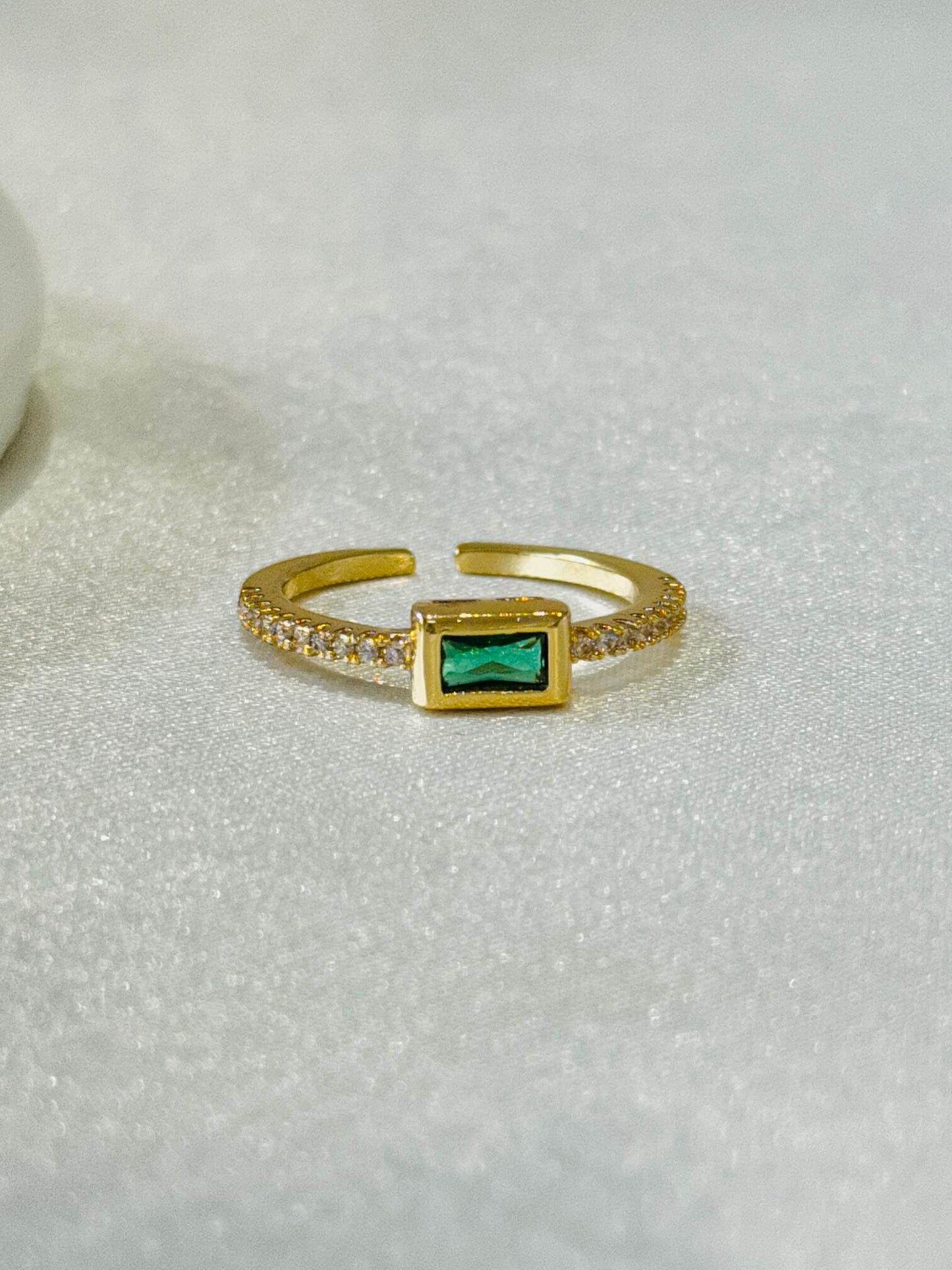 EMERALD 18K GOLD PLATED ANTI TARNISH ADJUSTABLE RING