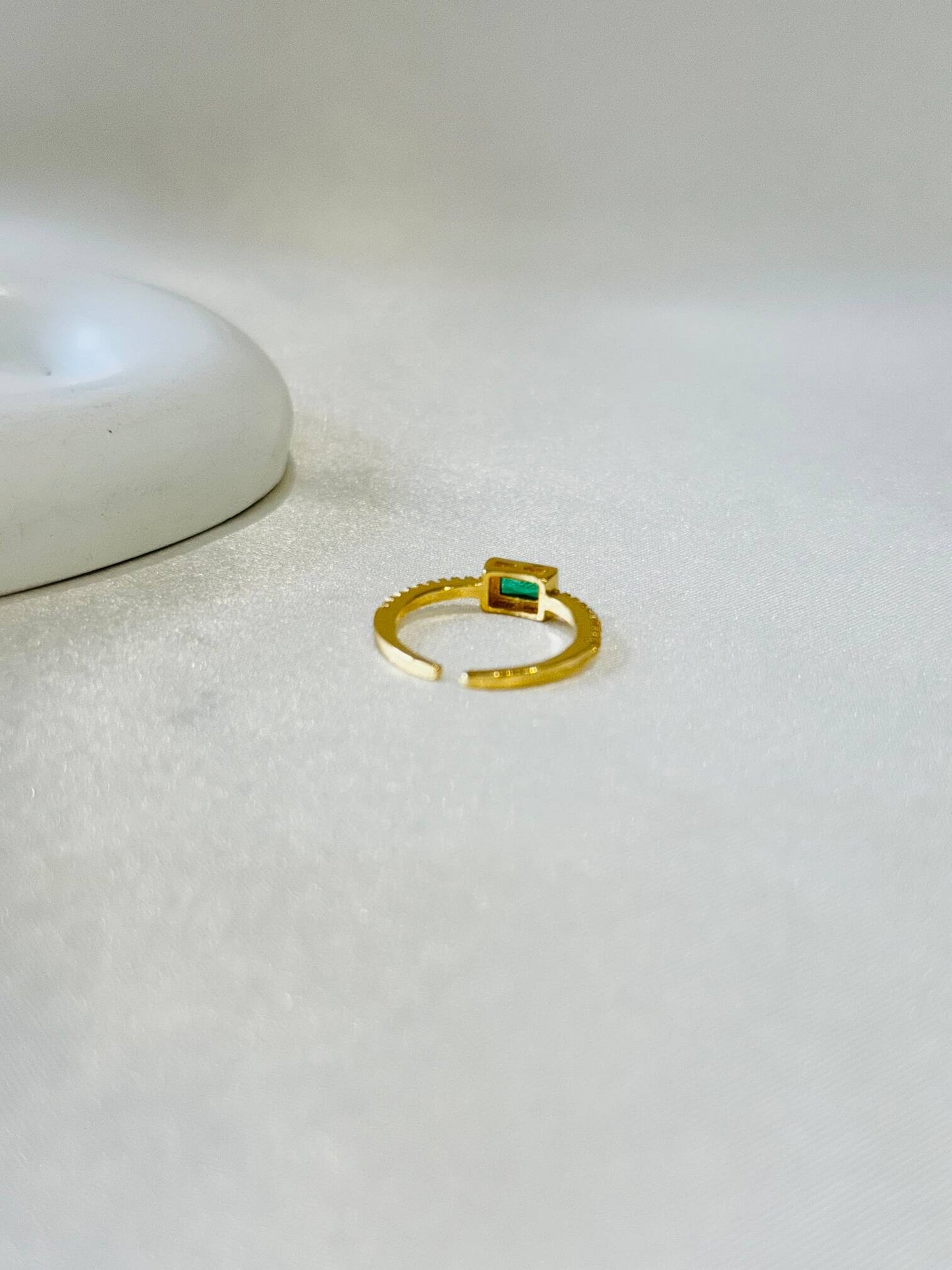 EMERALD 18K GOLD PLATED ANTI TARNISH ADJUSTABLE RING