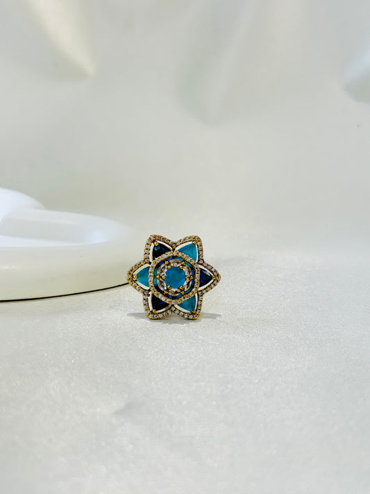 ANTIQUE GOLD PLATED ADJUSTABLE COCKTAIL RING