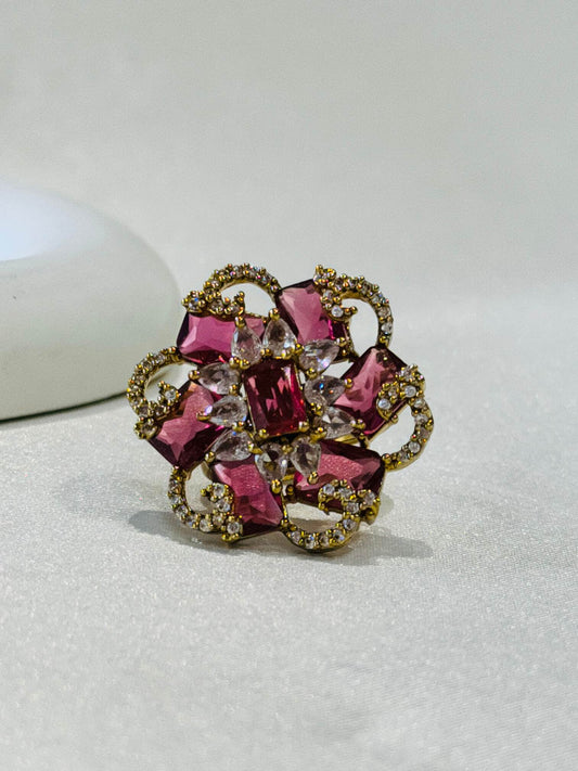 ANTIQUE GOLD PLATED ADJUSTABLE COCKTAIL RING