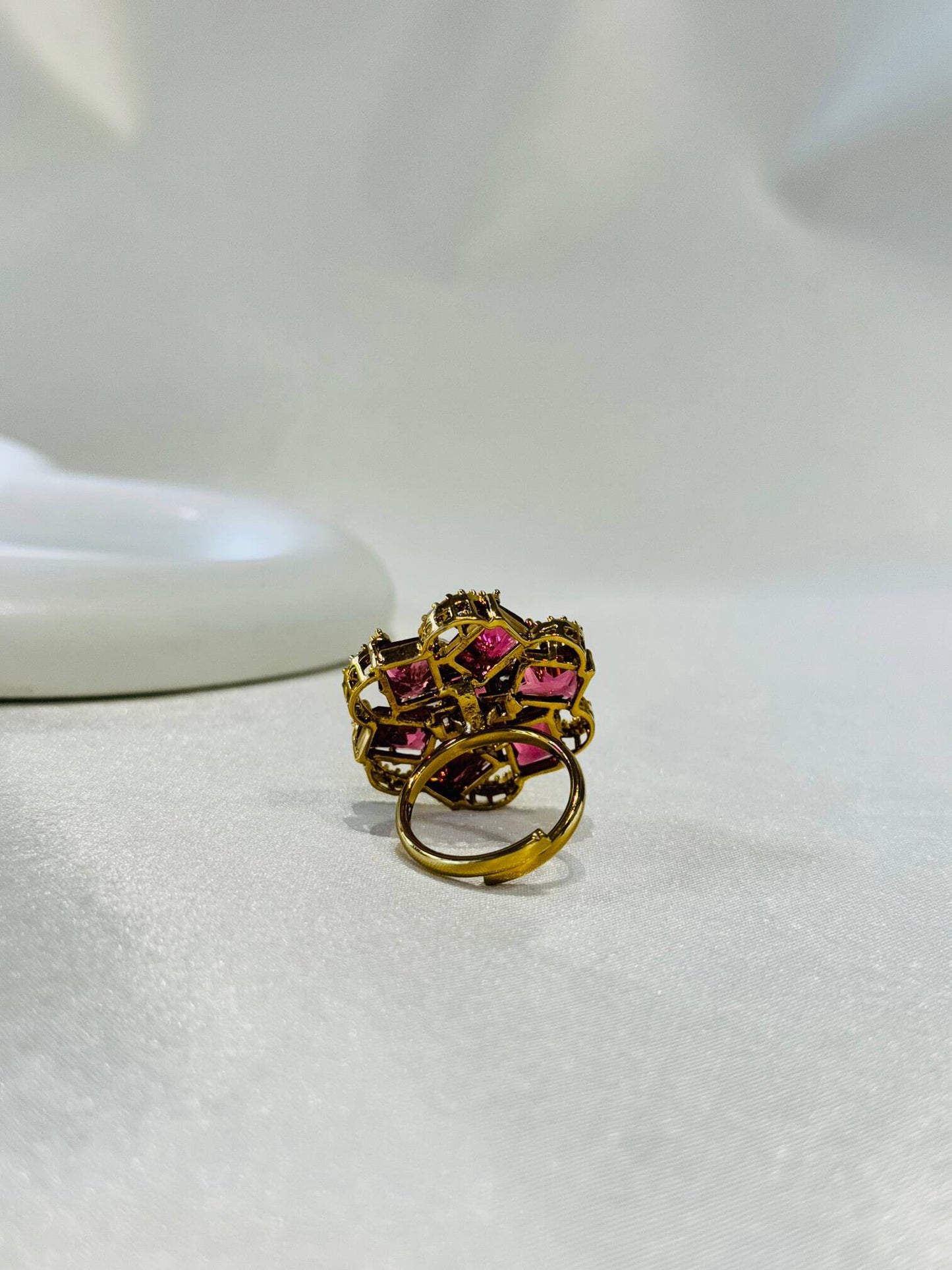 ANTIQUE GOLD PLATED ADJUSTABLE COCKTAIL RING