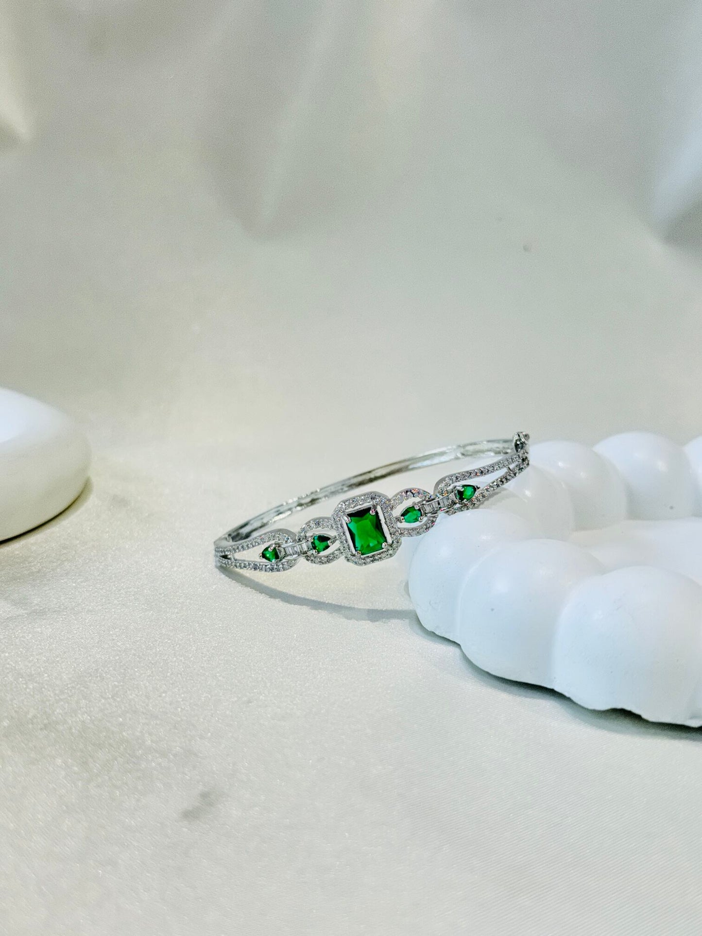 EMERALD CZ STERLING SILVER BRACELET