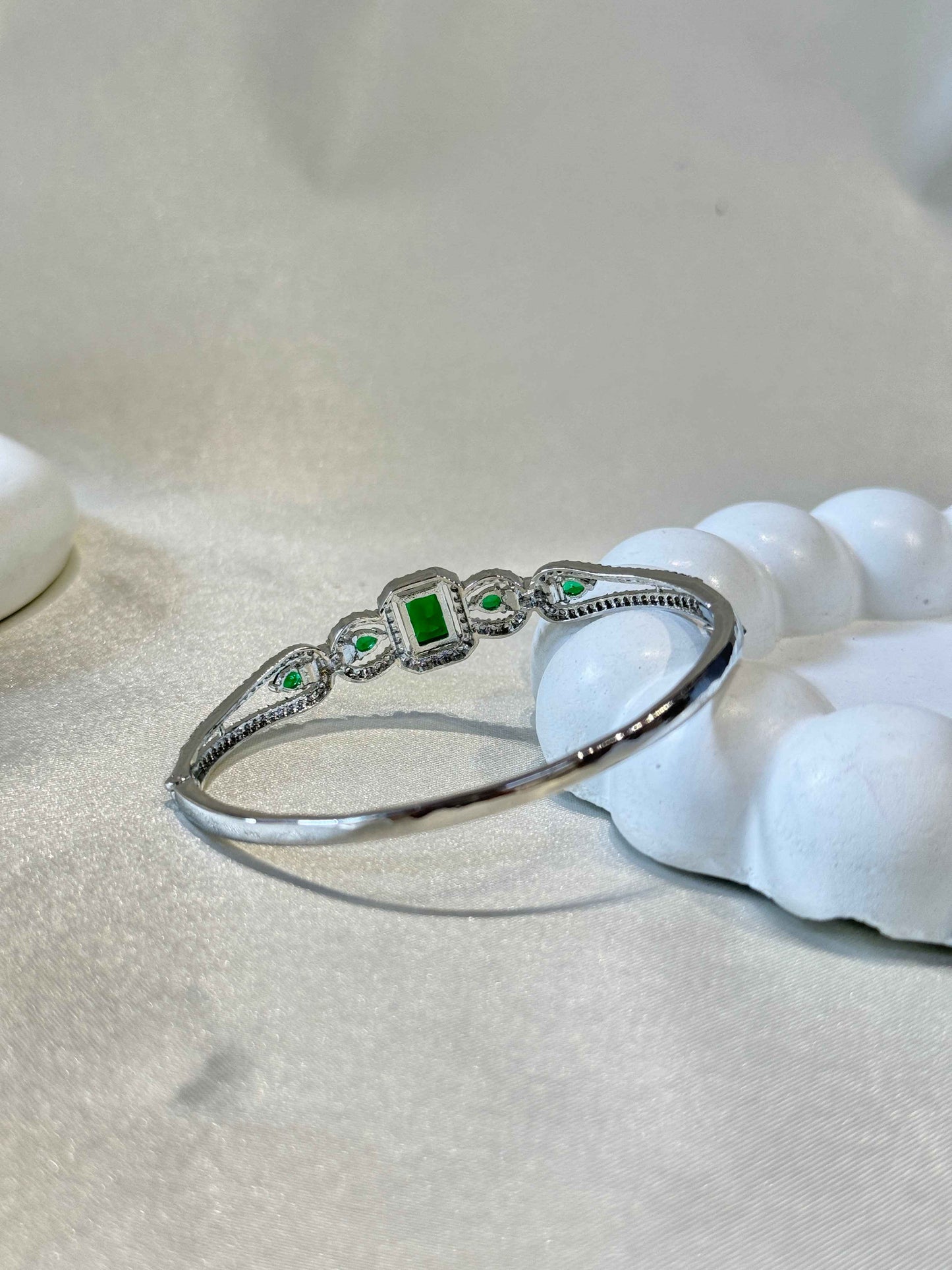 EMERALD CZ STERLING SILVER BRACELET