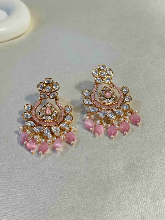 GOLD PLATED PACHI KUNDAN EARRINGS