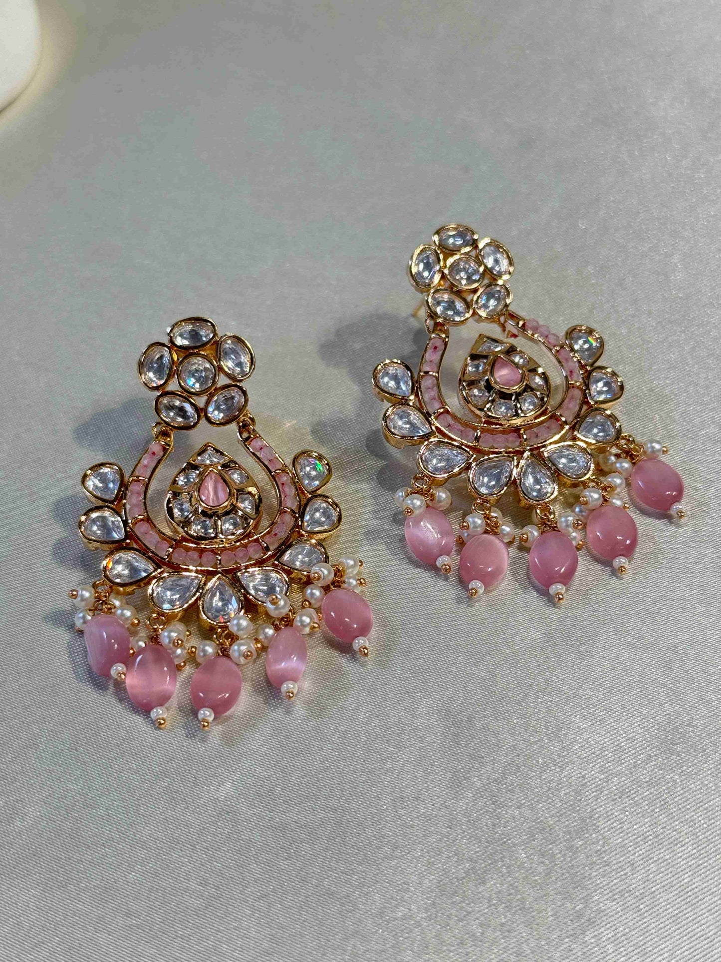 GOLD PLATED PACHI KUNDAN EARRINGS