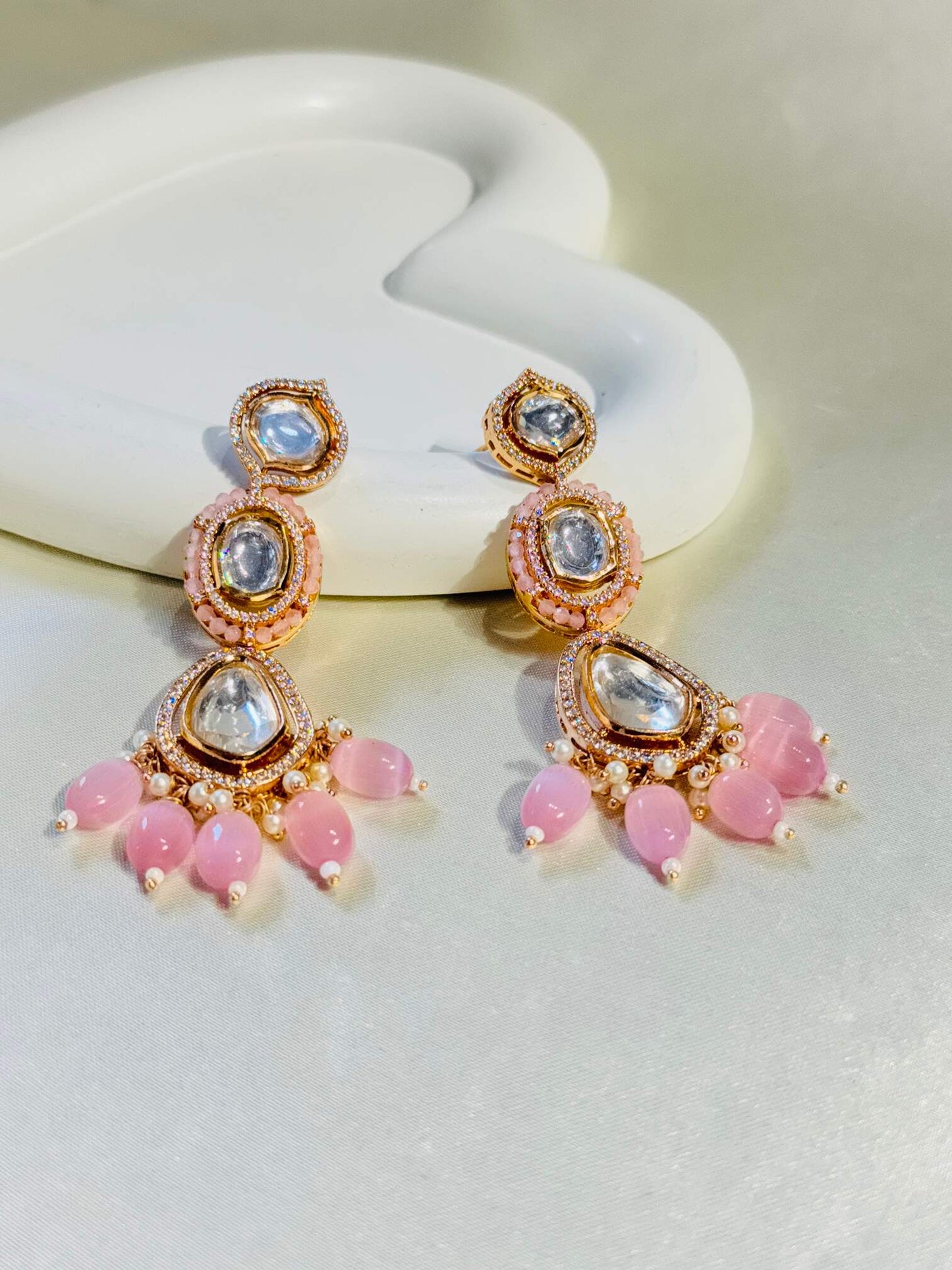 MOISSANITE POLKI DROP EARRINGS
