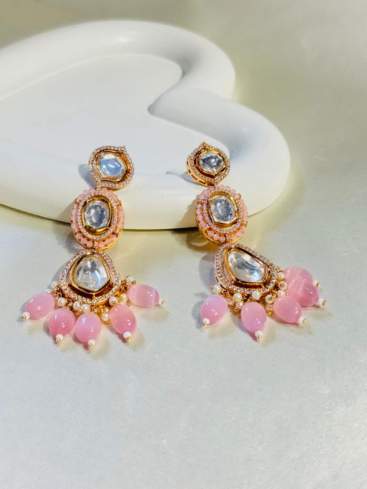 MOISSANITE POLKI DROP EARRINGS