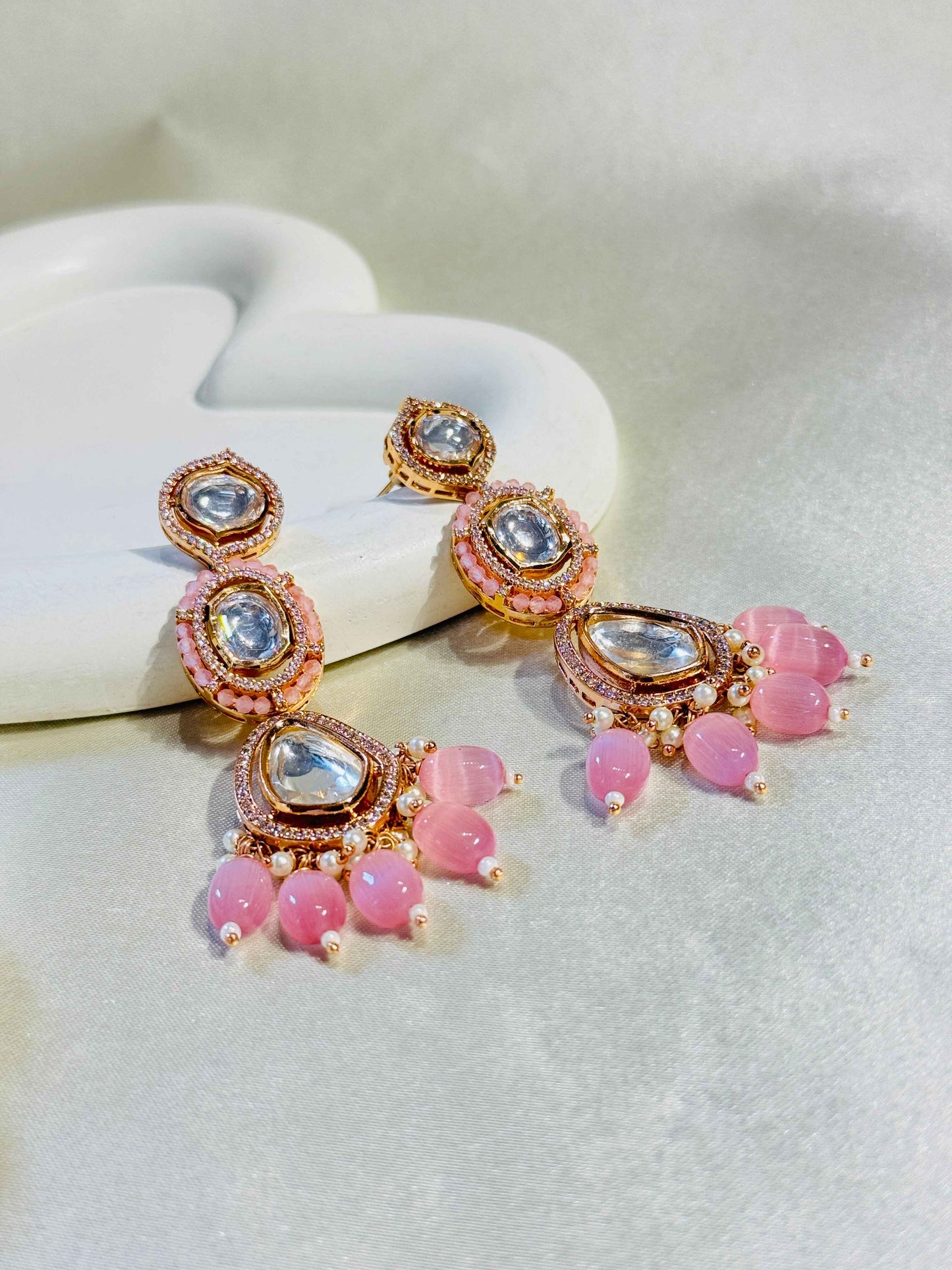 MOISSANITE POLKI DROP EARRINGS