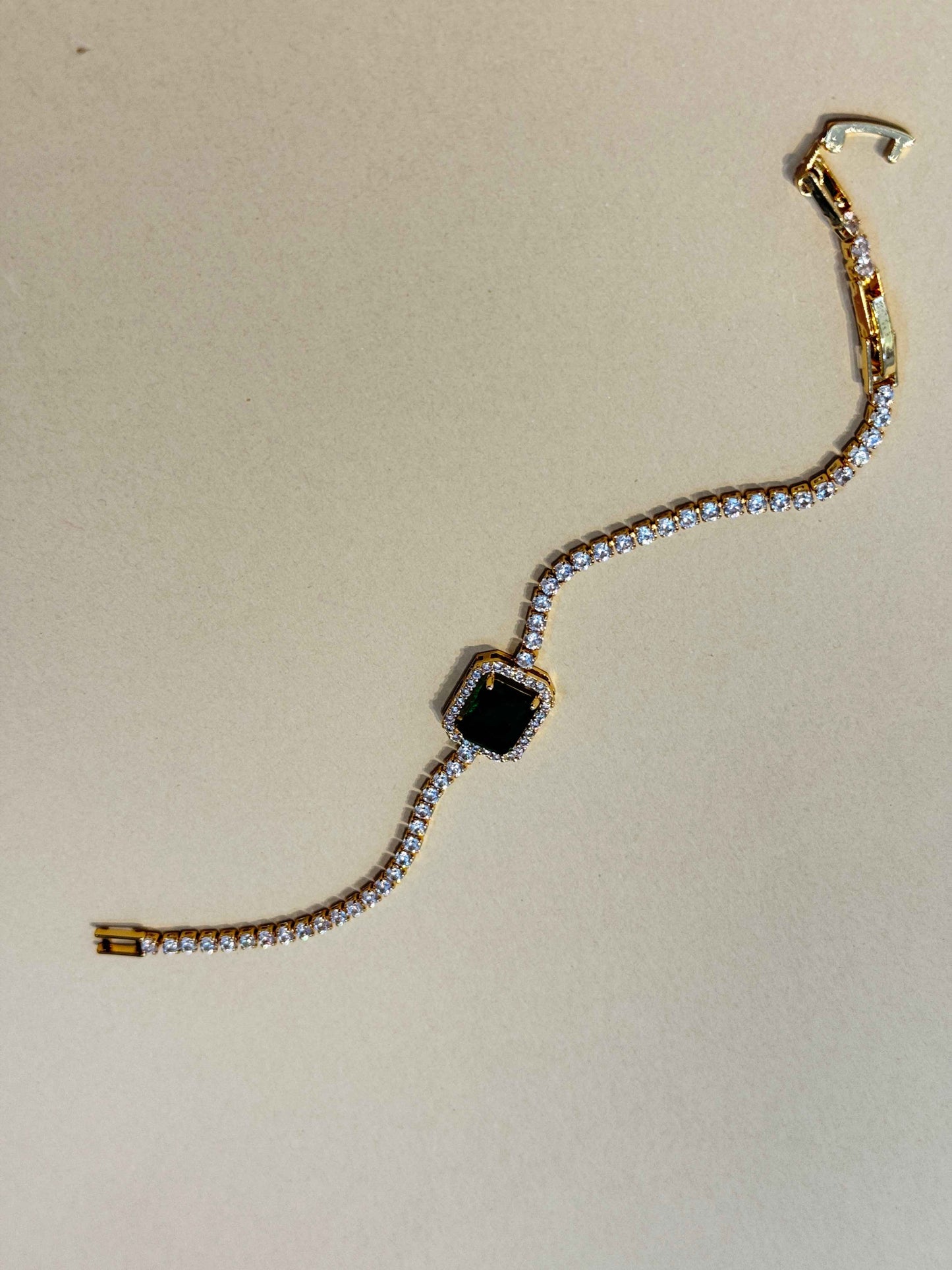 GOLD PLATED 18K EMERALD BRACELET