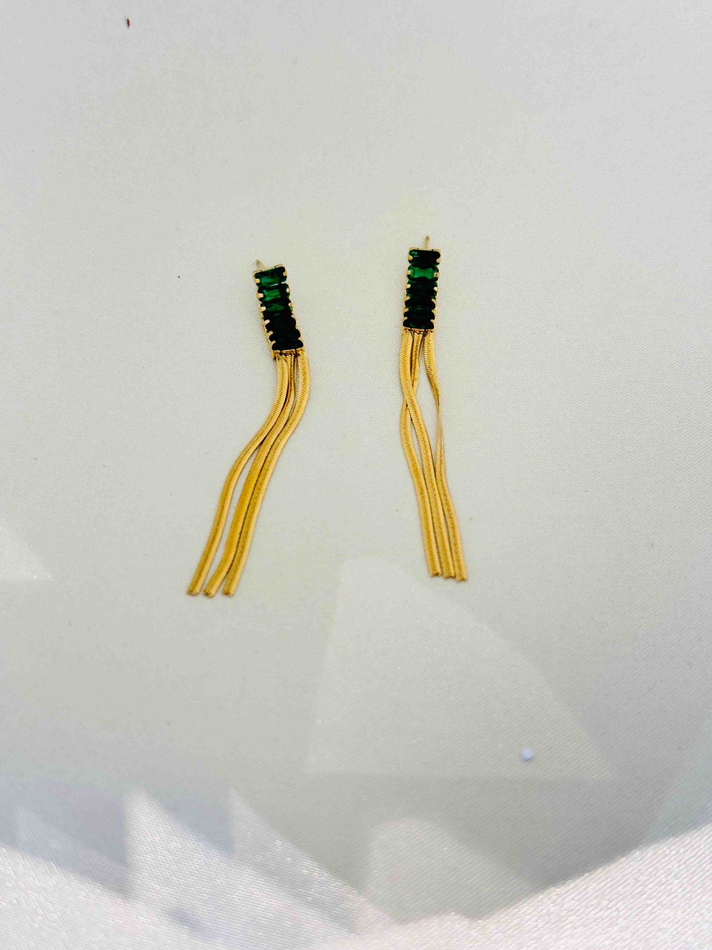 EMERALD 18K GOLD PLATED EARRINGS