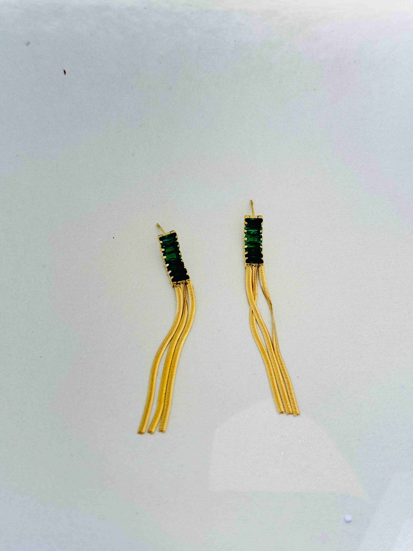 EMERALD 18K GOLD PLATED EARRINGS