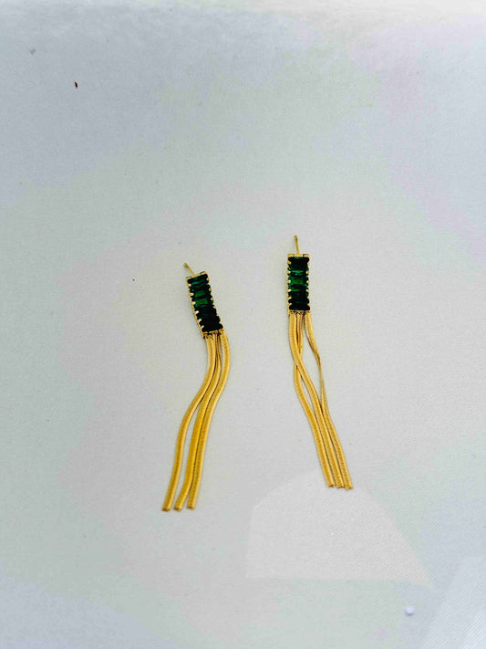 EMERALD 18K GOLD PLATED EARRINGS
