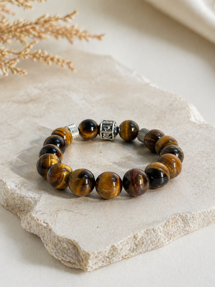 NATURAL TIGER EYE STONE BRACELET — natural origin