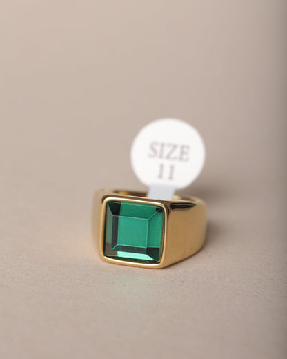 MEN'S EMERALD GOLD PLATED RING