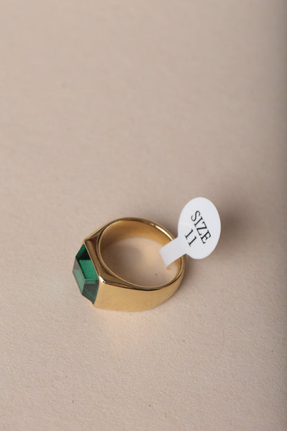 MEN'S EMERALD GOLD PLATED RING