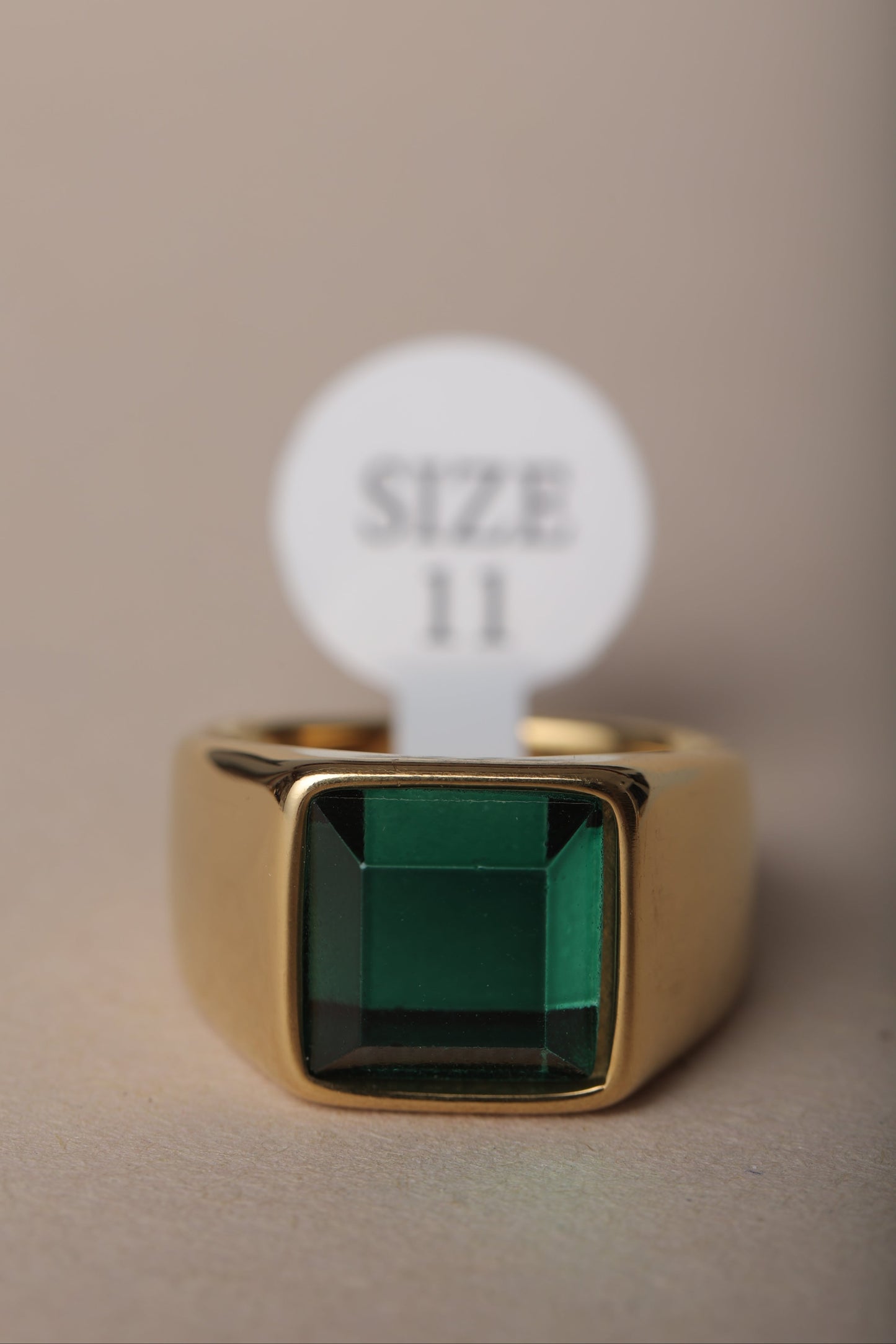 MEN'S EMERALD GOLD PLATED RING