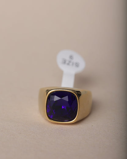 MEN'S BLUE SAPPHIRE GOLD PLATED RING