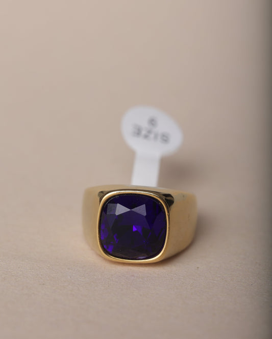 MEN'S BLUE SAPPHIRE GOLD PLATED RING