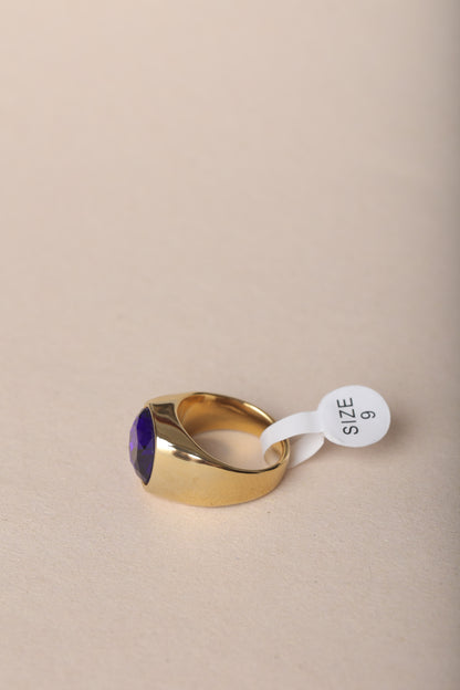 MEN'S BLUE SAPPHIRE GOLD PLATED RING