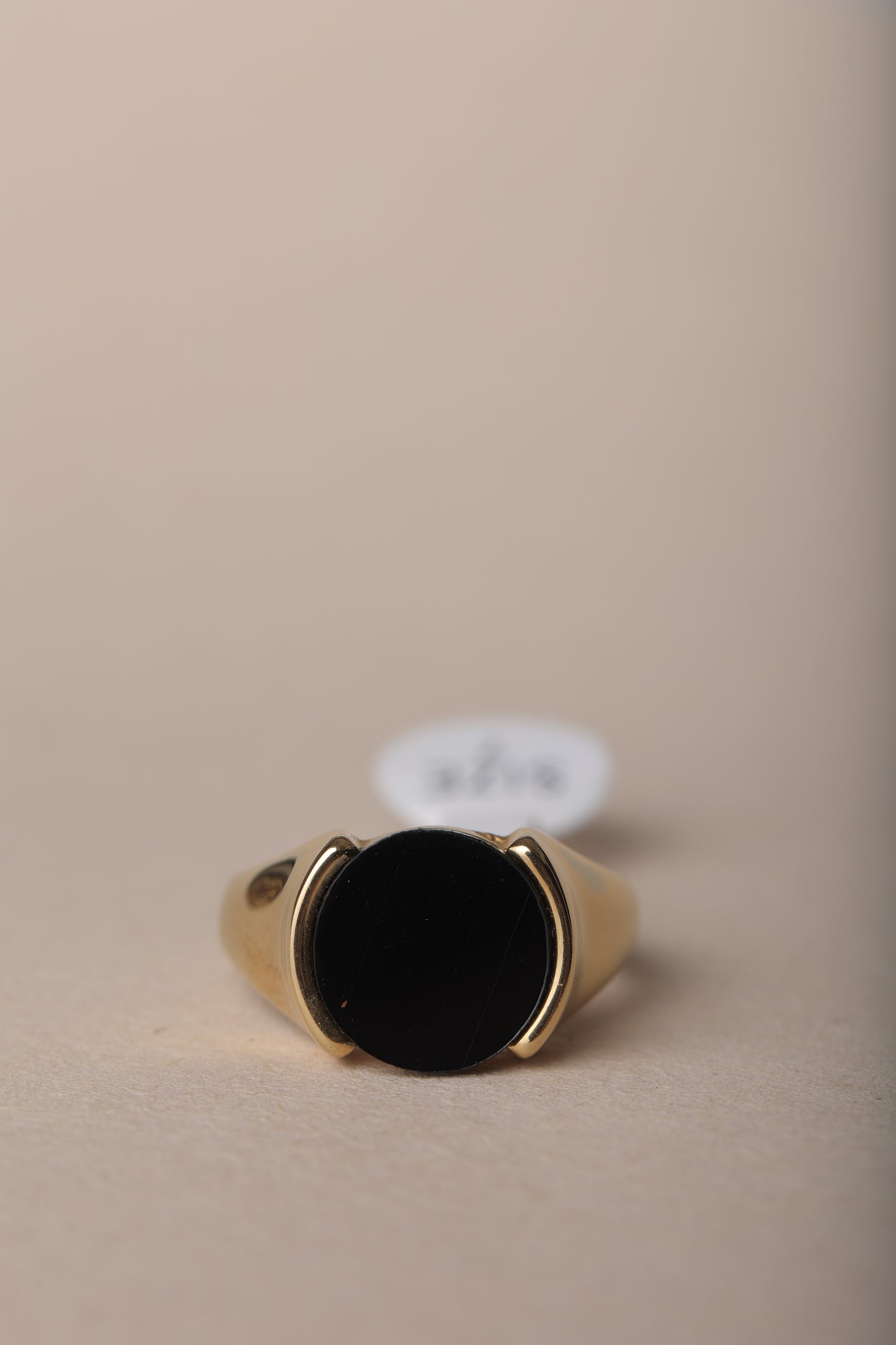 DARO BLACK STONE SIGNET MEN'S GOLD PLATED RING