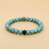 Turquoise & Lava Stone Anchor Bracelet