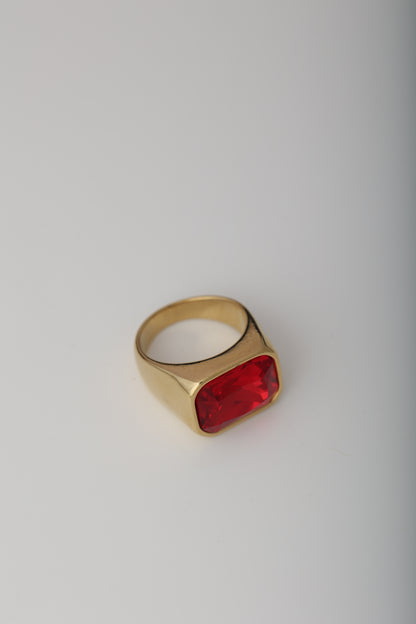 MEN'S 18k GOLD PLATED RUBY RING