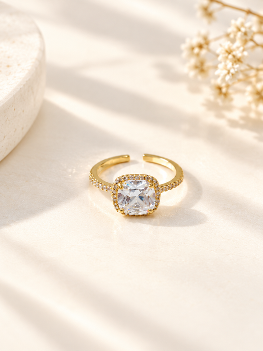 ADJUSTABLE 18K GOLD PLATED ANTI TARNISH RING