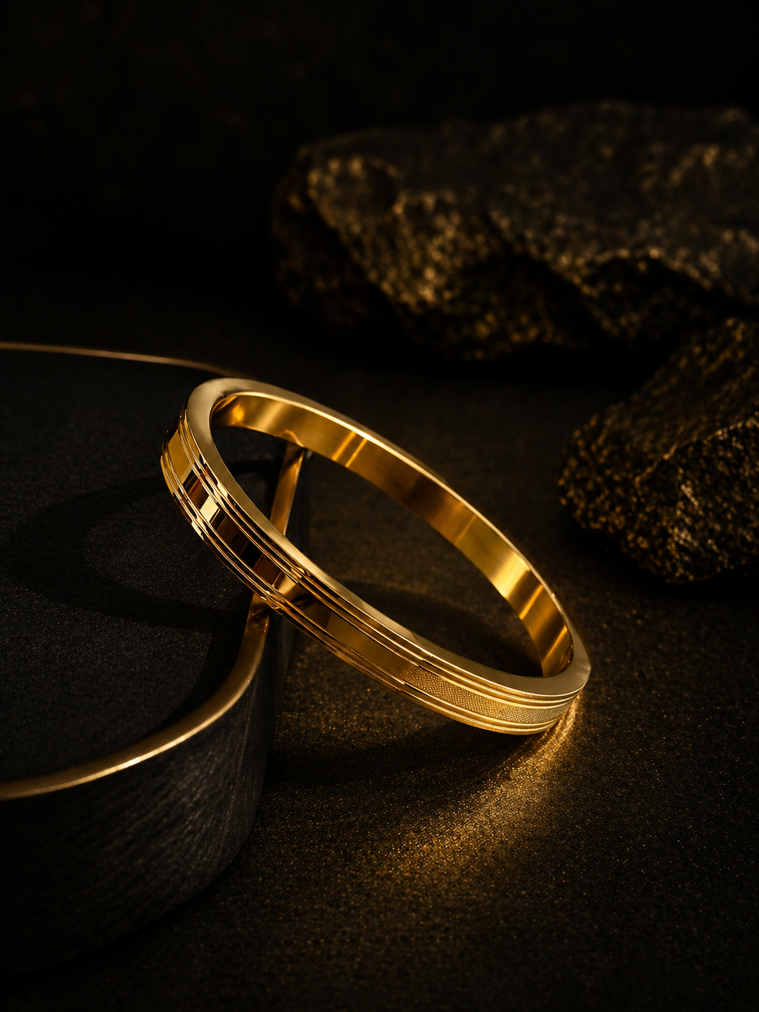 MENS 22K GOLD PLATED ANTI TARNISH KADA - 8 MM