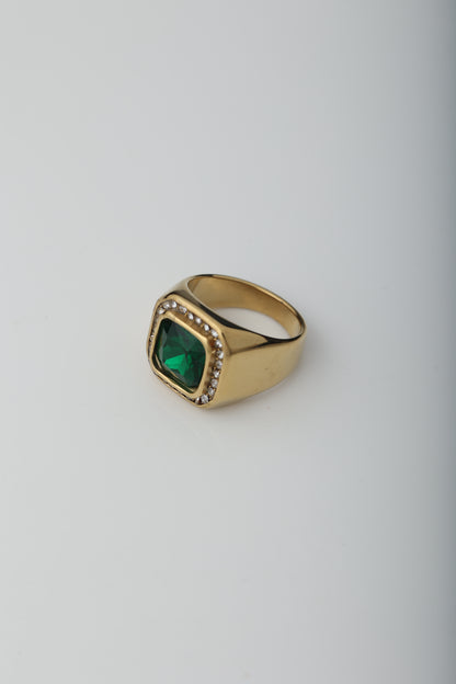 MEN'S EMERALD GOLD PLATED RING