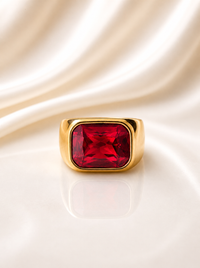 MEN'S 18k GOLD PLATED RUBY RING