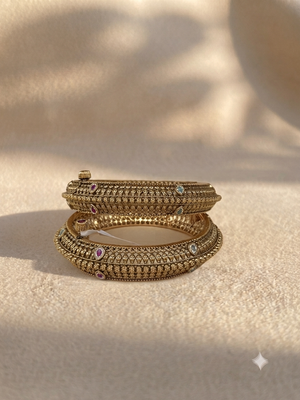 Royal Heirloom Screw-Open Gold Plated Bangles