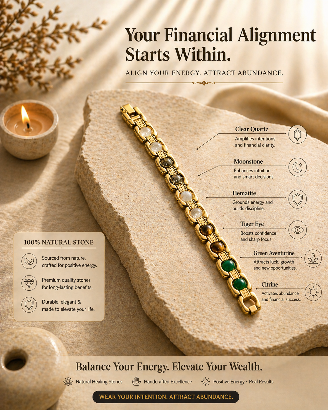 Rinmukteshwar Siddh Metal Dhan Yog Bracelet - Gold