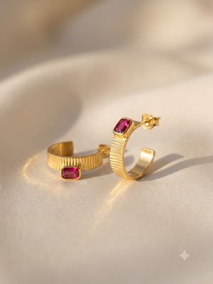 RUBY 18K GOLD PLATED EARRINGS