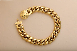MENS 18k GOLD PLATED LOCK BRACELET - 16 MM
