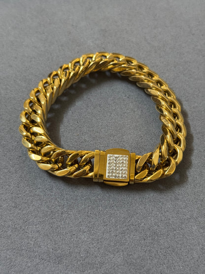 MENS 18k GOLD PLATED LOCK BRACELET - 18 MM