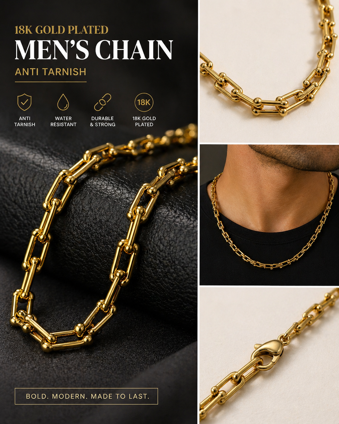 Men’s 18k Gold Plated Dailywear Chain