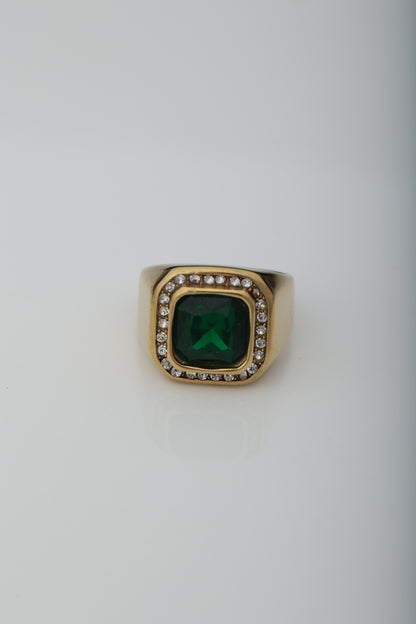 MEN'S EMERALD GOLD PLATED RING