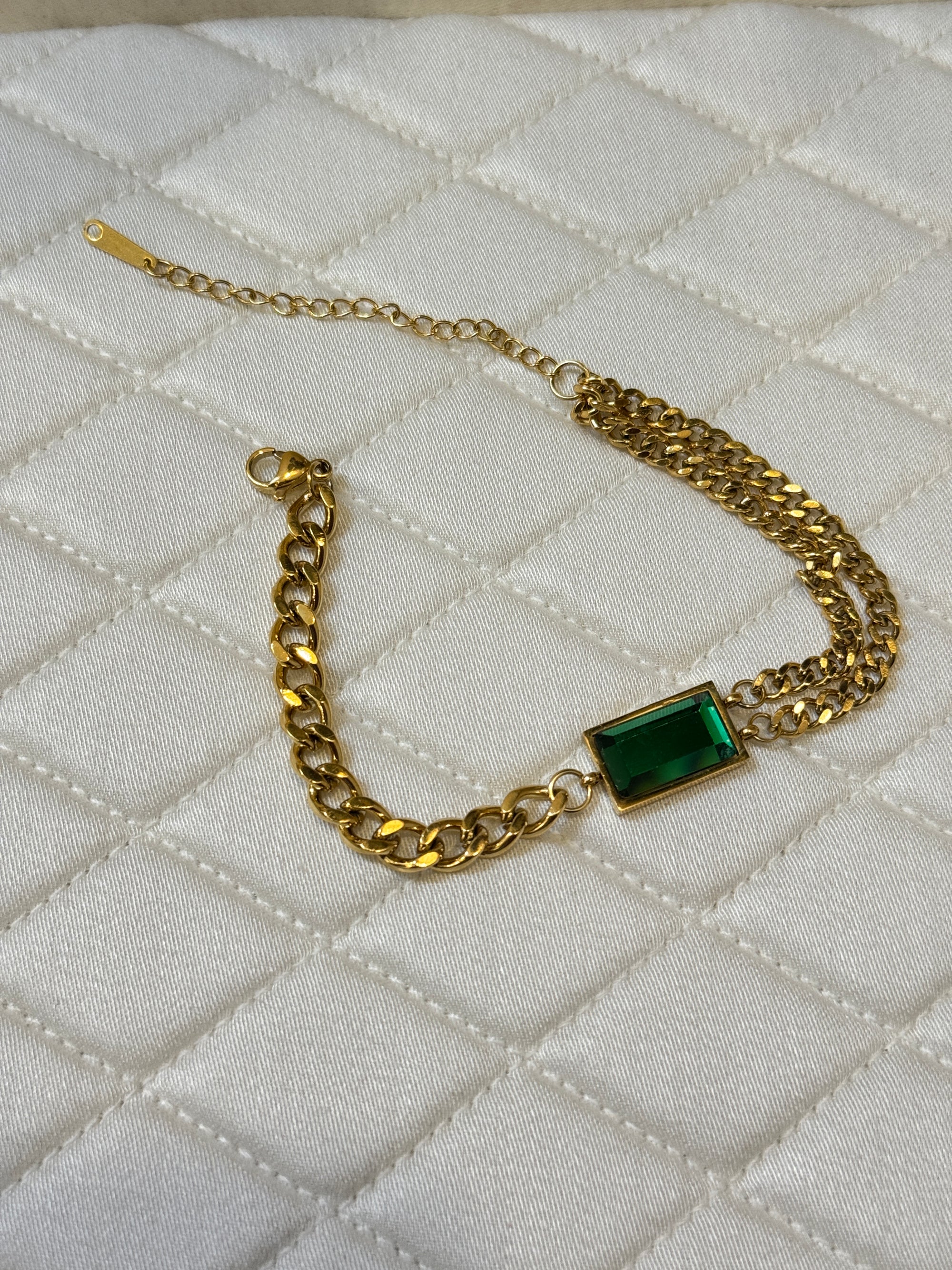 18K GOLD PLATED ANTI TARNISH EMERALD BRACELET