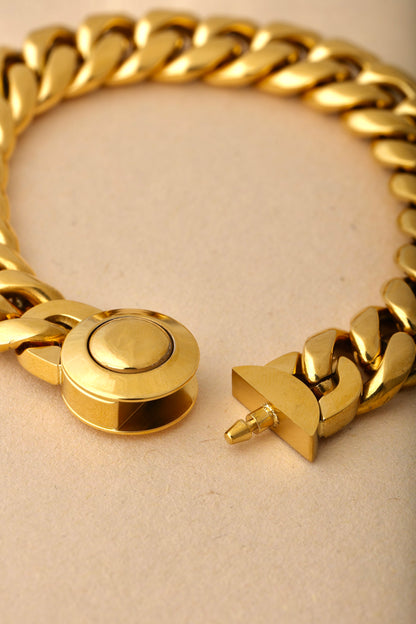 MENS 18k GOLD PLATED LOCK BRACELET - 16 MM