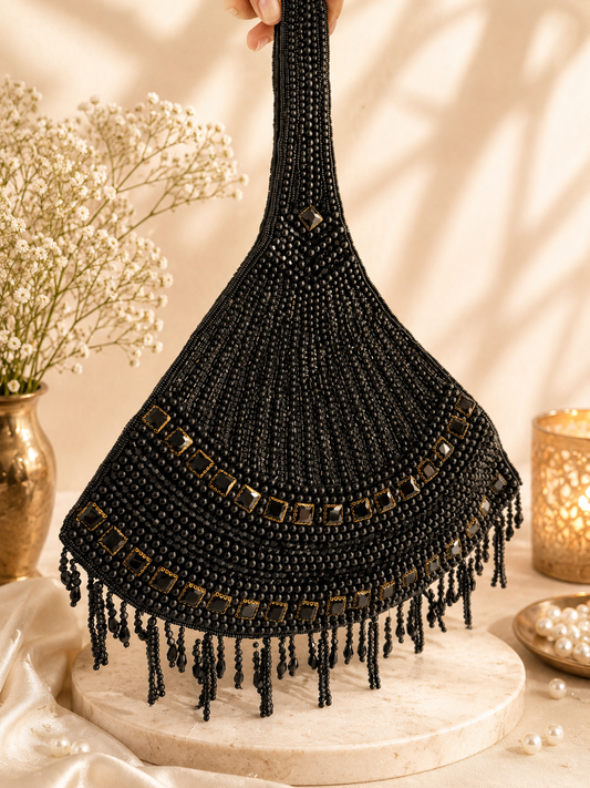 Noir Beaded Statement Sling Bag