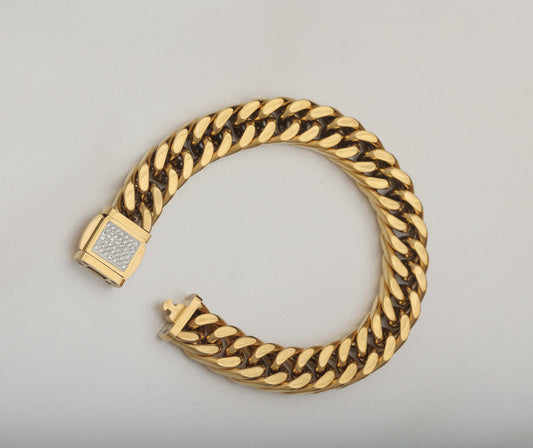 MENS 18k GOLD PLATED LOCK BRACELET - 18 MM