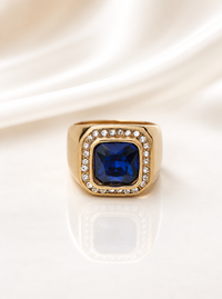 MEN'S BLUE SAPPHIRE GOLD PLATED RING