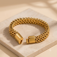 MENS 18k GOLD PLATED LOCK BRACELET - 14 MM